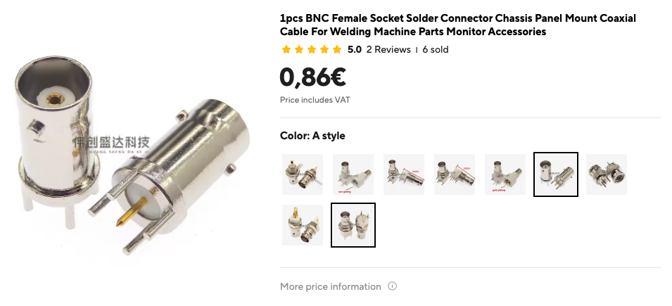 Figure 4: BNC connector from Aliexpress.