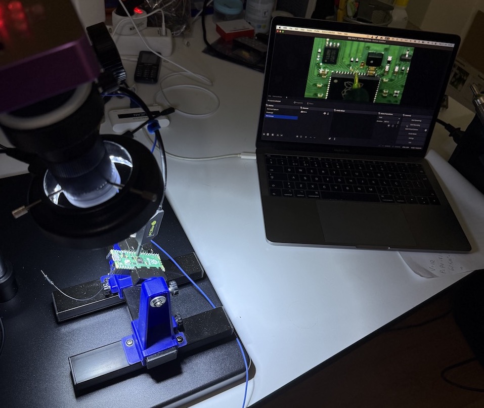 RP2350 resolder self-aligning with hot-air gun.